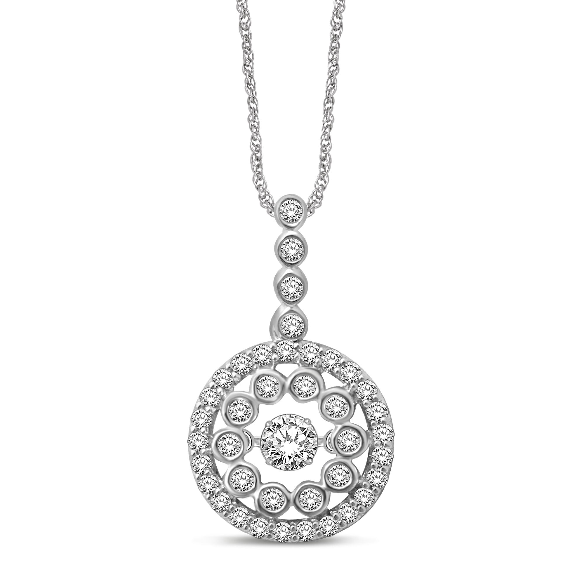 10K White Gold 1/2 Ctw Diamond Fashion Pendant