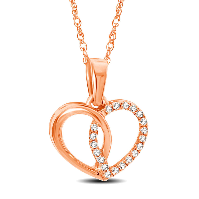 10K Rose Gold 1/20 Ctw Diamond Heart Pendant