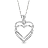 10K White Gold 1/10 Ctw Diamond Double Heart Pendant