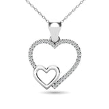 10K White Gold 1/20 Ctw Diamond Double Heart Pendant