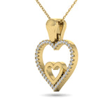 10K Yellow Gold 1/10 Ctw Diamond Double Heart Pendant