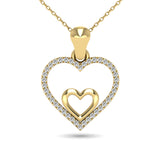 10K Yellow Gold 1/10 Ctw Diamond Double Heart Pendant