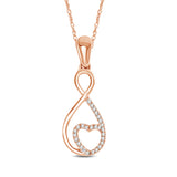 10K Rose Gold 1/20 Ctw Diamond Infinity with Heart Pendant