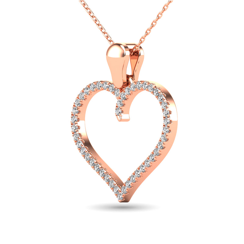 10K Rose Gold 1/6 Ctw Diamond Heart Pendant