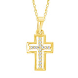 10K Yellow Gold 1/20 Ctw Diamond Cross Pendant