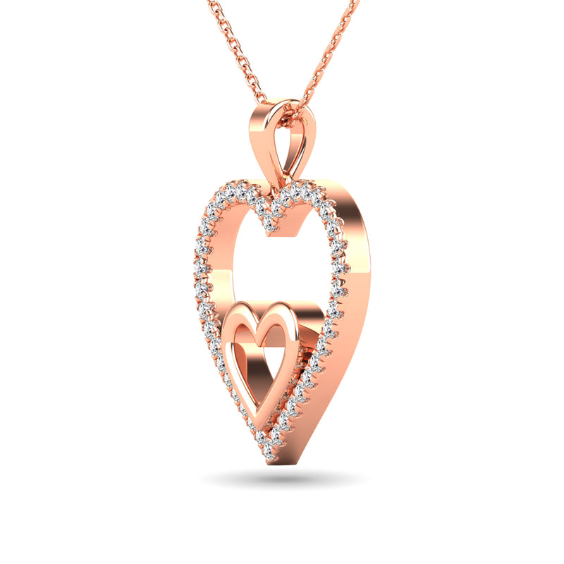 10K Rose Gold 1/5 Ctw Diamond Double Pendant