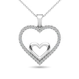 10K White Gold 1/5 Ctw Diamond Double Heart Pendant