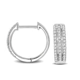 10K White Gold 1/4 Ctw Diamond Hoop Earrings