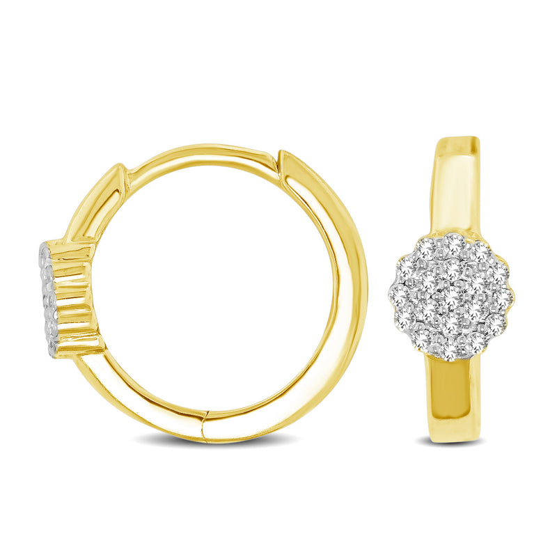 10K Yellow Gold 1/10 Ctw Diamond Hoop Earrings