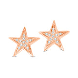 10K Rose Gold 1/20 Ctw Diamond Twinkle Star Earrings