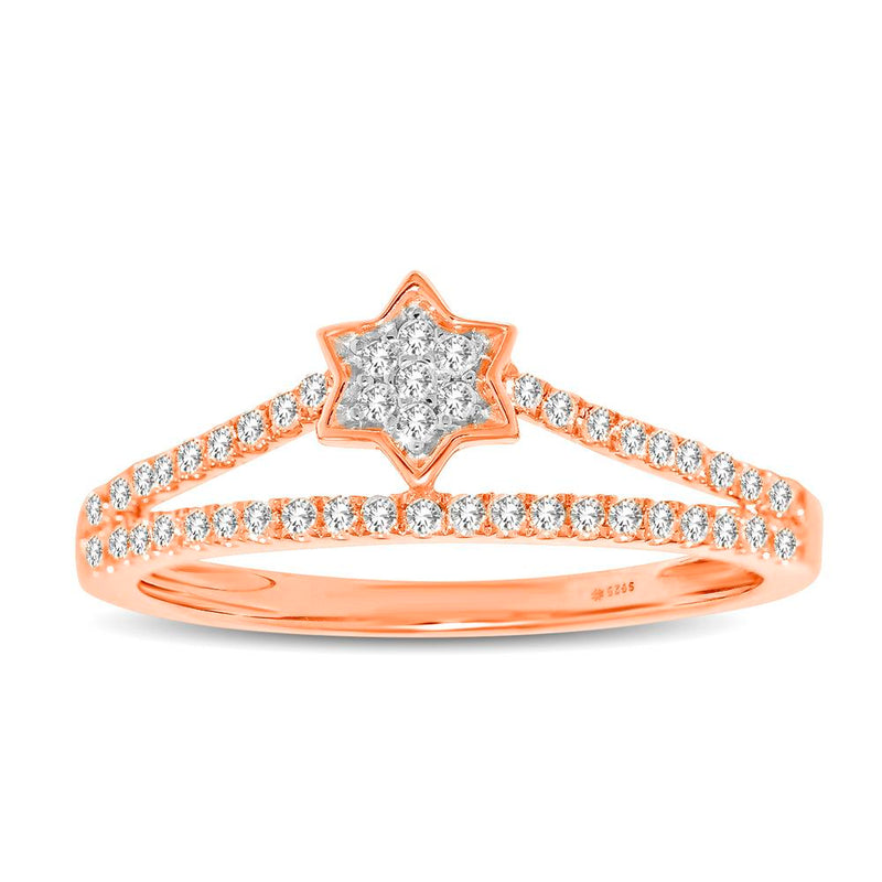 10K Rose Gold 1/4 Ctw Diamond Star Ring