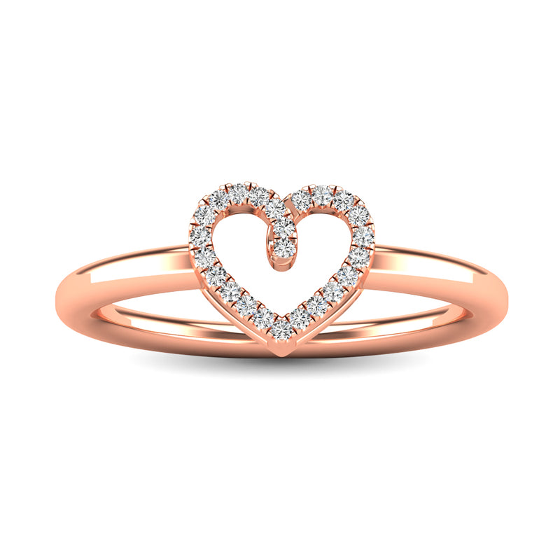 10K Rose Gold 1/20 Ctw Diamond Heart Ring