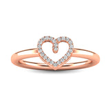 10K Rose Gold 1/20 Ctw Diamond Heart Ring