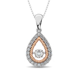 10K Two Tone 1/4 Ctw Tearshape Moving Diamond Pendant
