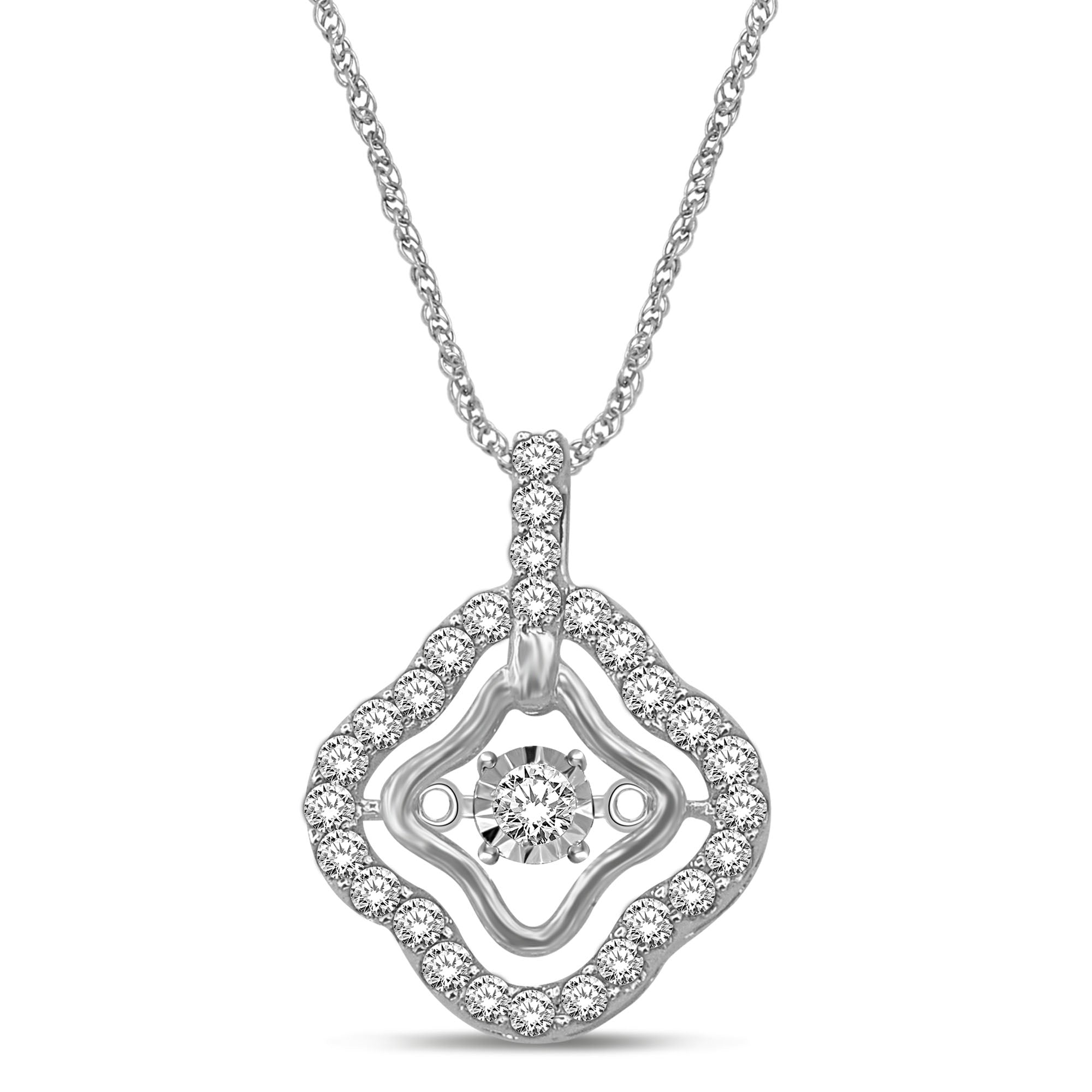 10K White Gold 1/3 Ctw Moving Diamond Pendant