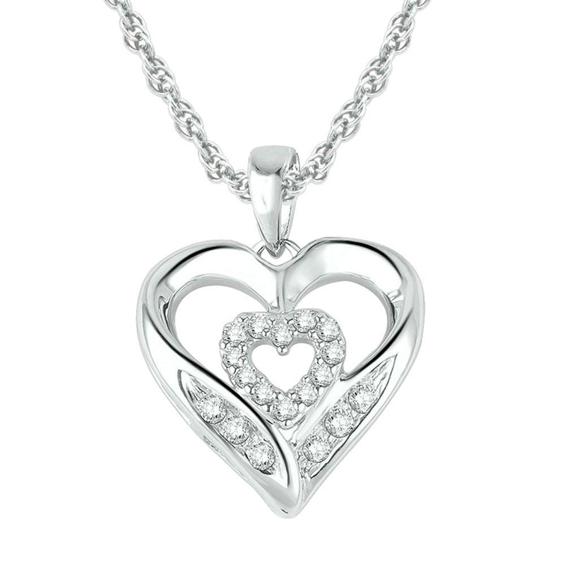 10K White Gold 1/20 Ctw Diamond Heart Pendant