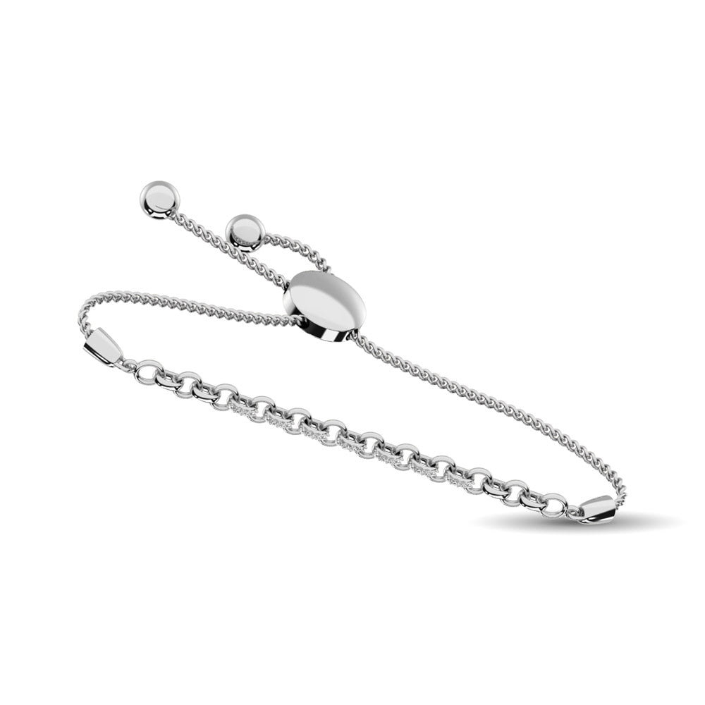 Sterling Silver Diamond Accent Bolo Bracelet