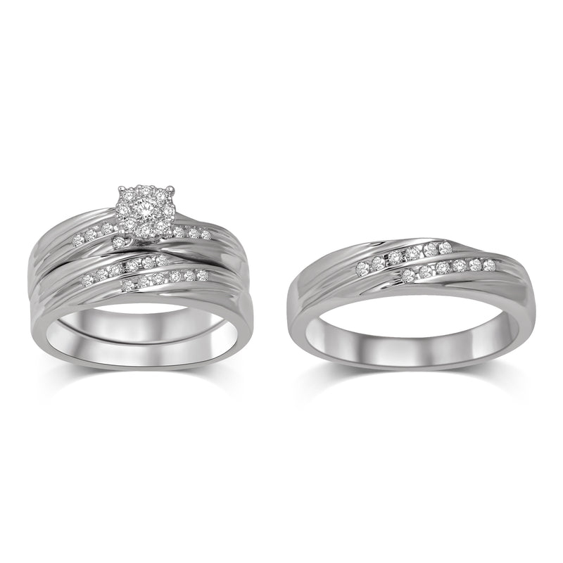 Composite Diamond 1/3 Ctw Trio Ring Set in Sterling Silver