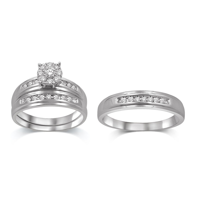 Composite Diamond 2/5 Ctw Trio Ring Set in Sterling Silver
