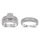 Diamond  1/3 Ctw Flower Trio Ring Set in Sterling Silver