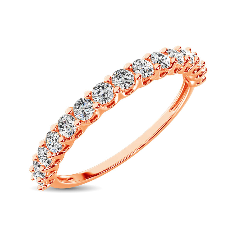 14K Rose Gold Diamond 1/4 Ct.Tw. 9 Stone Anniversary Band