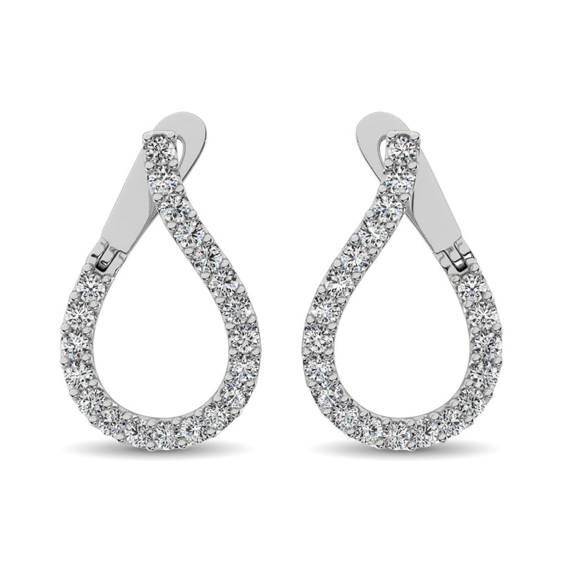 14K White Gold Diamond 5/8 Ct.Tw. Hoop Earrings
