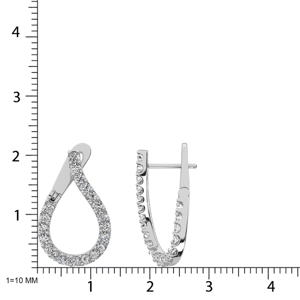 14K White Gold Diamond 5/8 Ct.Tw. Hoop Earrings