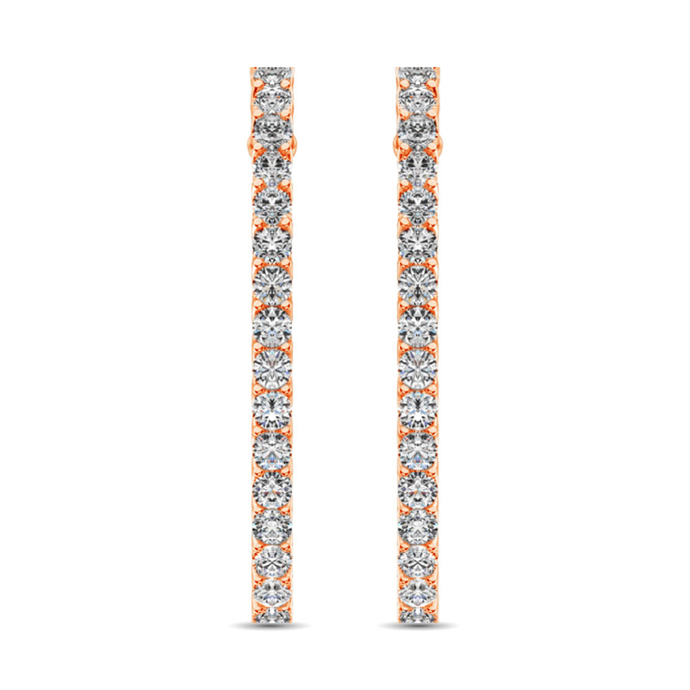 14K Rose Gold Diamond 1 Ct.Tw. In and Out Hoop Earrings