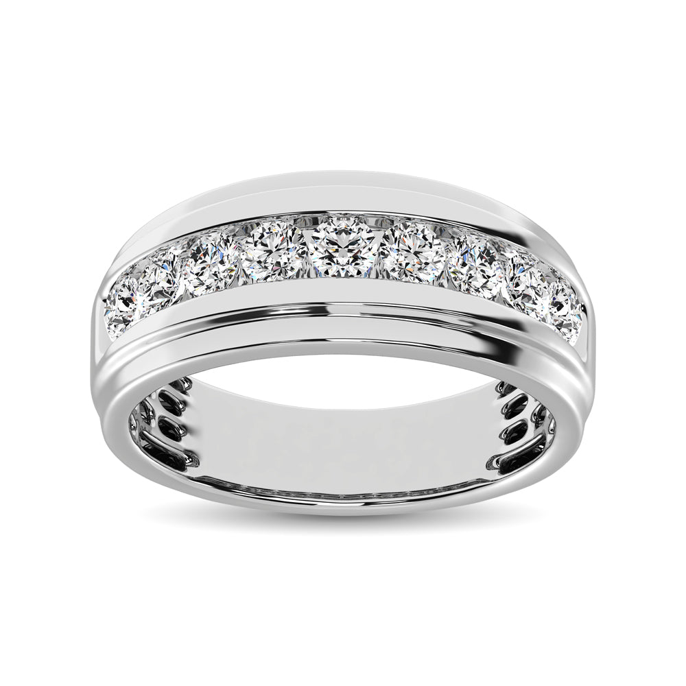 10K White Gold 1/2 Ct.Tw. Diamond Satin Finish Mens Band