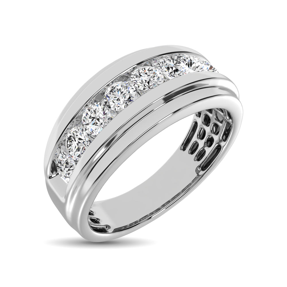 10K White Gold 1/2 Ct.Tw. Diamond Satin Finish Mens Band