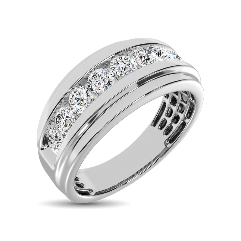 10K White Gold 1/2 Ct.Tw. Diamond Satin Finish Mens Band