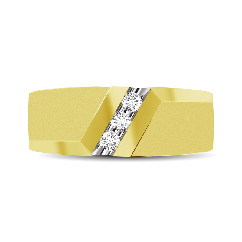 10K Yellow Gold 1/10 Ct.Tw. Diamond Three Stone Mens Band