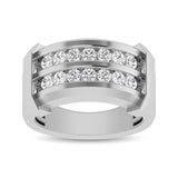 10K White Gold 1/5 Ctw Round Cut Diamond Mens Wedding Band