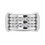 10K White Gold 1/5 Ctw Round Cut Diamond Mens Wedding Band