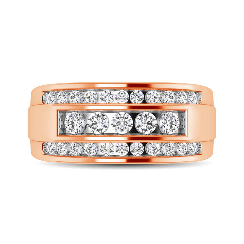10K Rose Gold 1/2 Ctw Round Cut Diamond Mens Wedding Band