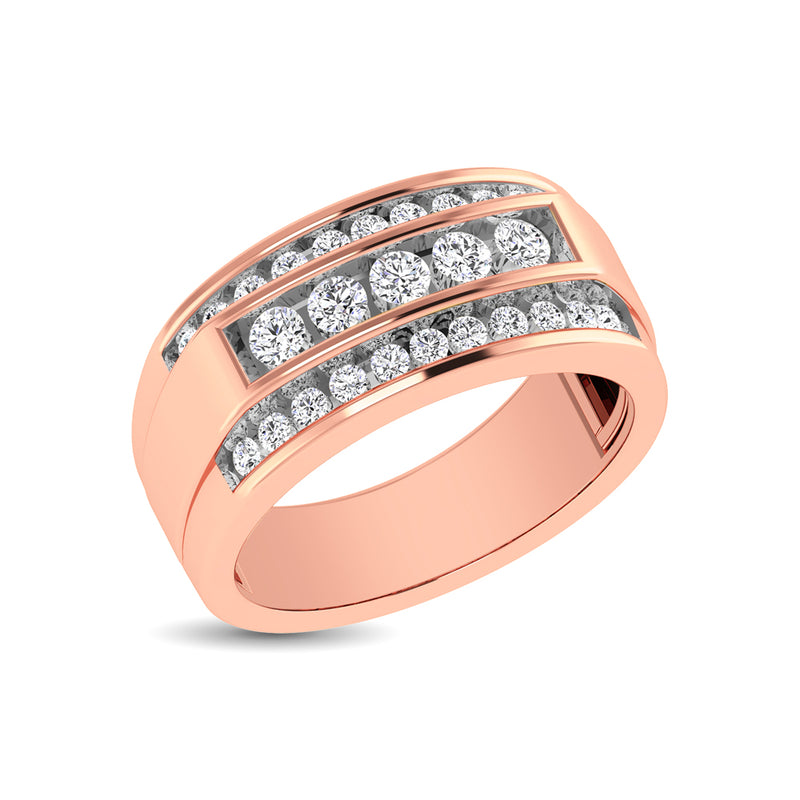 10K Rose Gold 1/2 Ctw Round Cut Diamond Mens Wedding Band