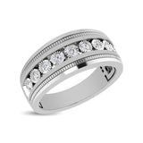 10K White Gold 1/2 Ct.Tw. Diamond 9 Stone Illusion Mens Band