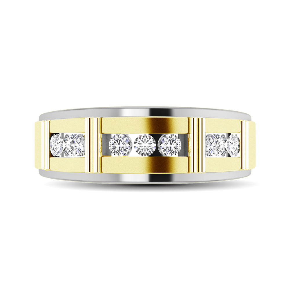 10K Two Tone 1/10 Ct.Tw. Diamond 7 stone Mens Band