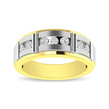 10K Two Tone 1/10 Ct.Tw. Diamond 7 stone Mens Band