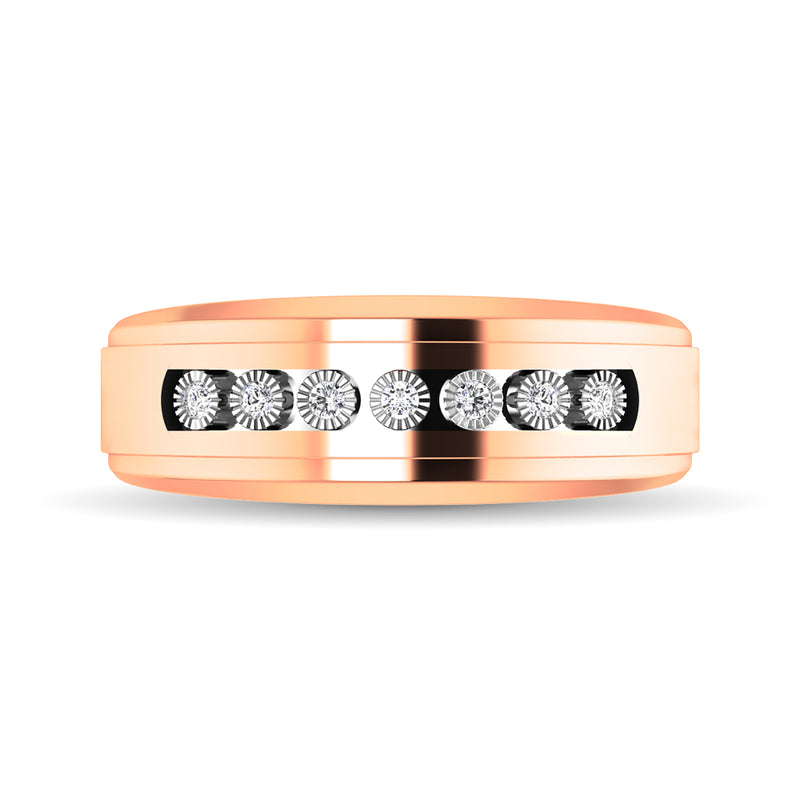 10K Rose Gold 1/10 Ct.Tw. Diamond Illusion Mens Band