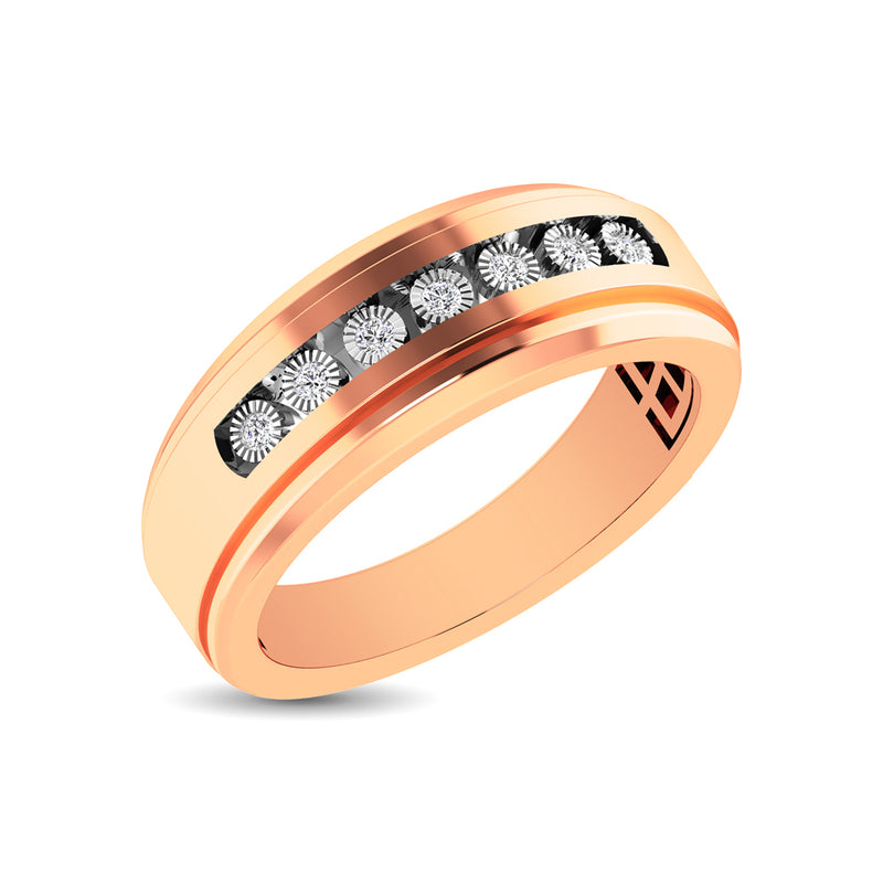 10K Rose Gold 1/10 Ct.Tw. Diamond Illusion Mens Band