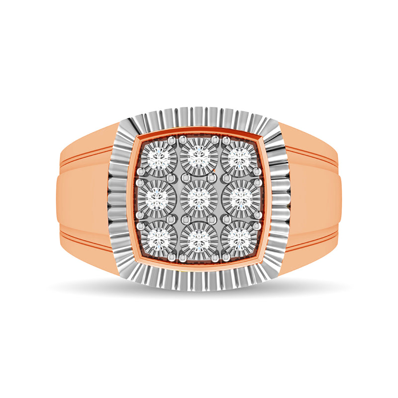 10K Rose Gold 1/5 Ct.Tw. Diamond Illusion Men's Fashion Ring