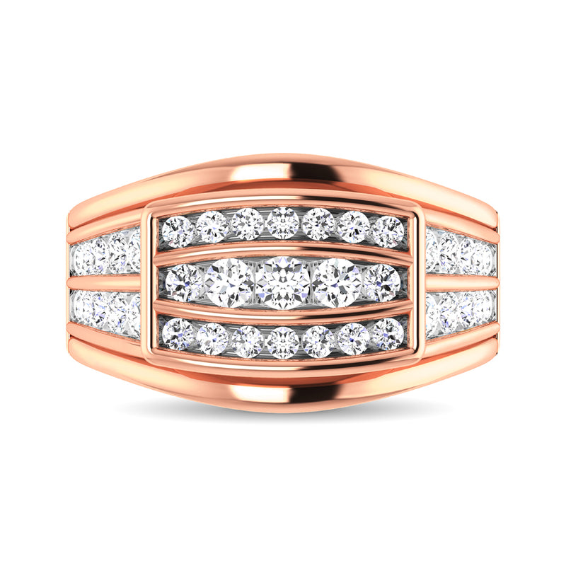 10K Rose Gold 1 1/2 Ct.Tw. Diamond Men's Fashion Ring