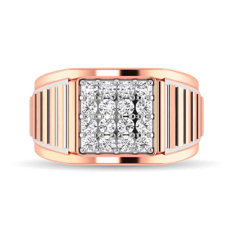 10K Rose Gold 1 Ct.Tw. Diamond Men's Fashion Ring