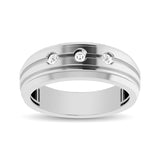 10K White Gold 1/10 Ctw Round Cut Diamond Mens Band