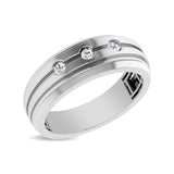 10K White Gold 1/10 Ctw Round Cut Diamond Mens Band