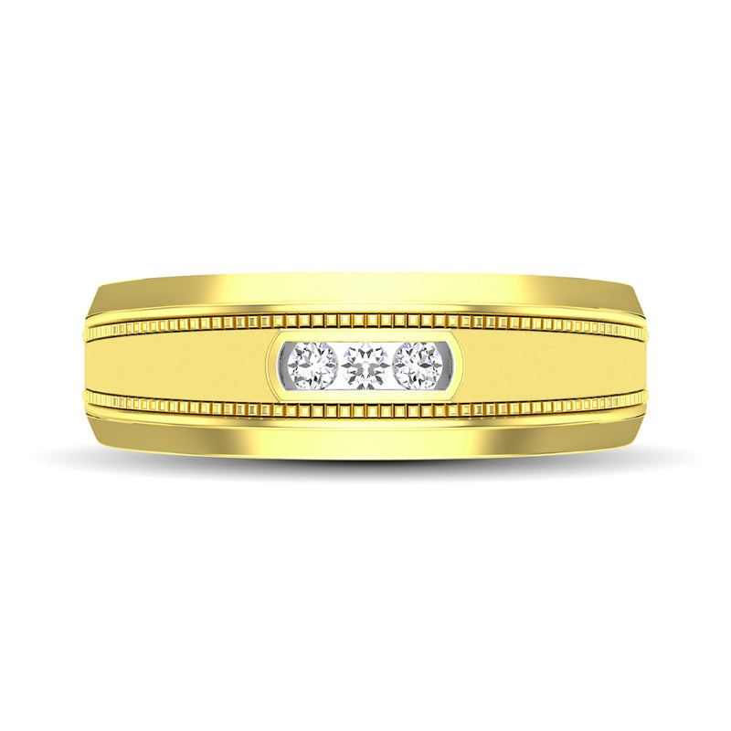 10K Yellow Gold Diamond 1/10 Ctw Mens Ring