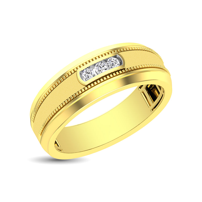 10K Yellow Gold Diamond 1/10 Ctw Mens Ring