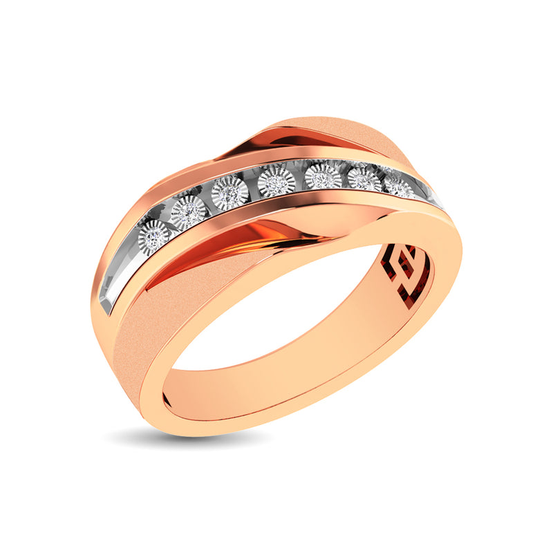 10K Rose Gold 1/10 Ct.Tw. Diamond Illusion Mens Band