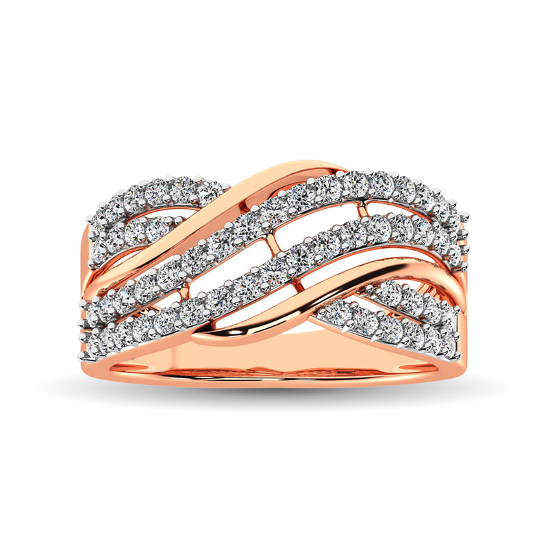 10K Rose Gold 1/6 Ct.Tw. Diamond Criss Cross Ring